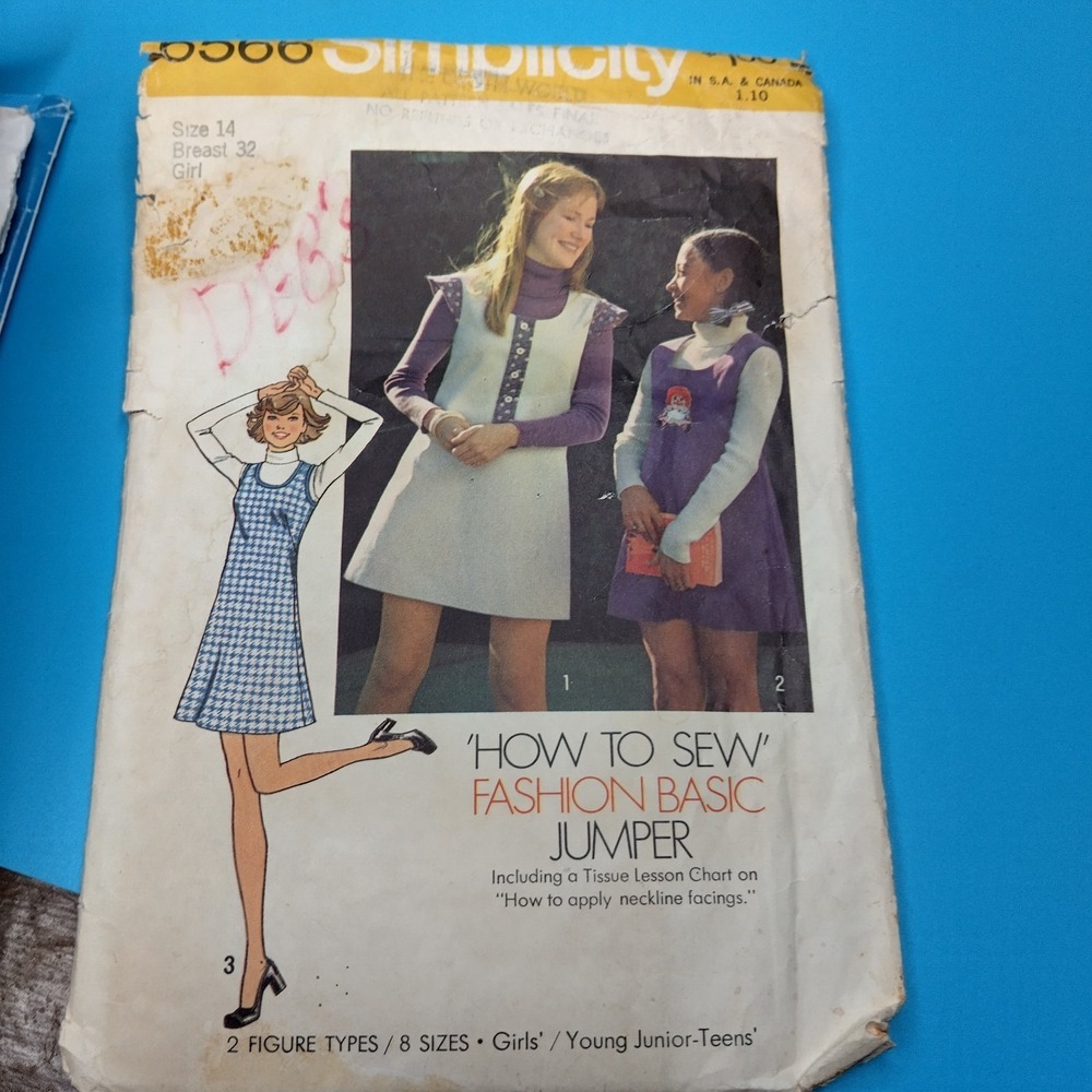 Vintage Girls Sewing Pattern Lot Simplicity McCalls Dresses Jumpers Crafts Size - Picture 11 of 11